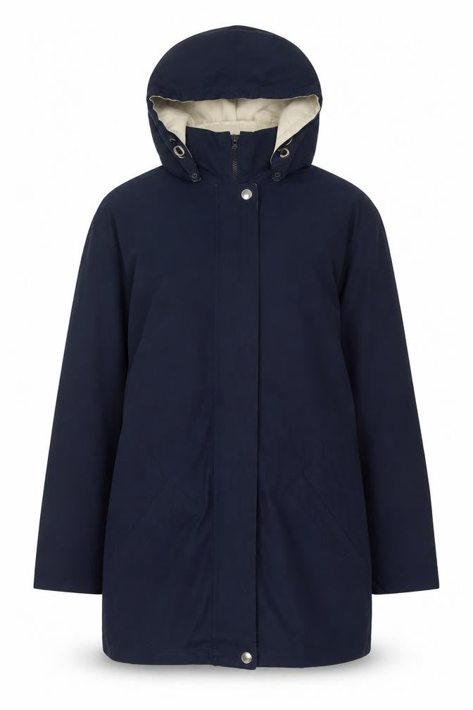 London Fog Women's Blue Hooded Mid-Length Parka Coat Medium