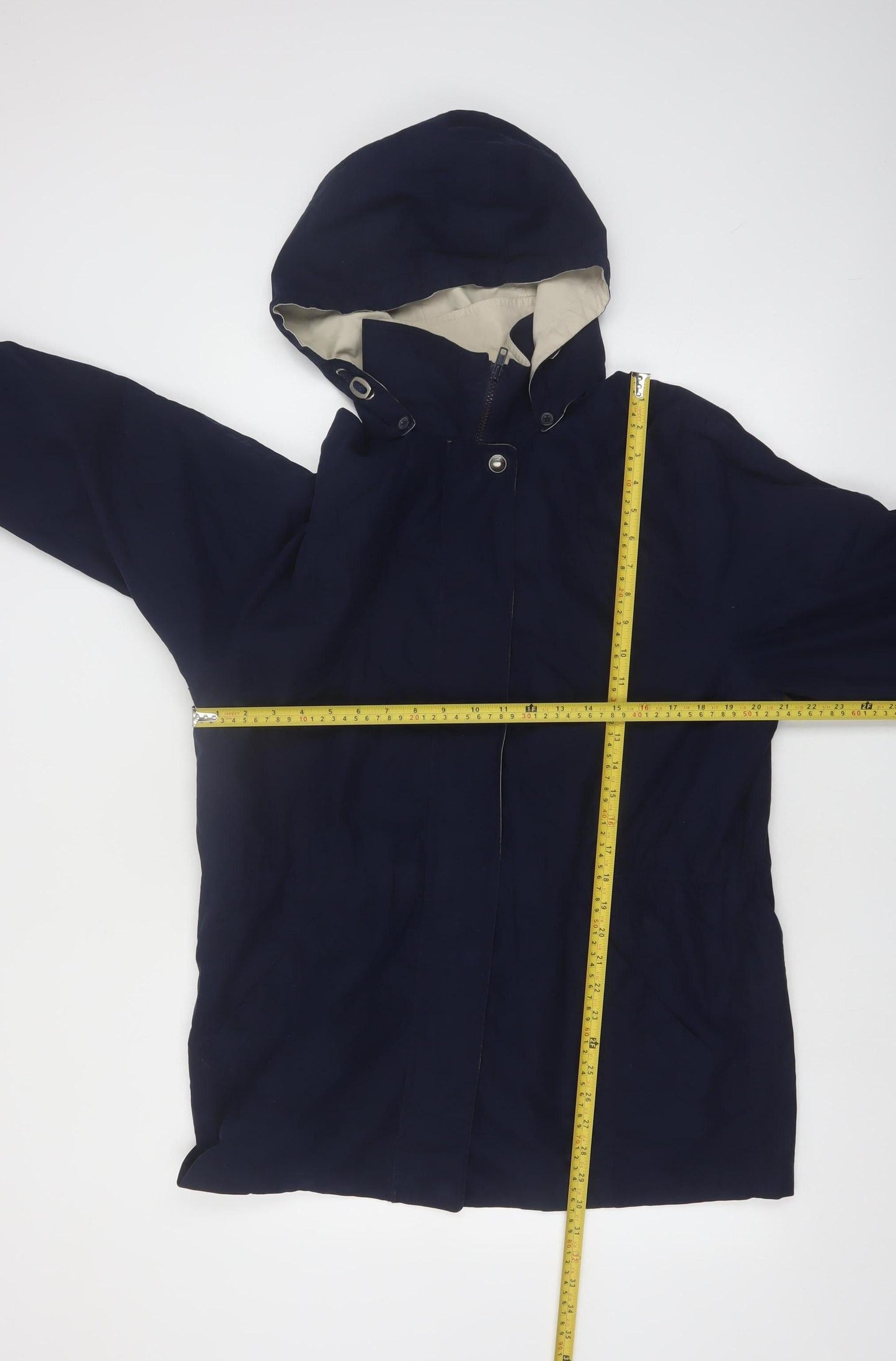 London Fog Women's Blue Hooded Mid-Length Parka Coat Medium