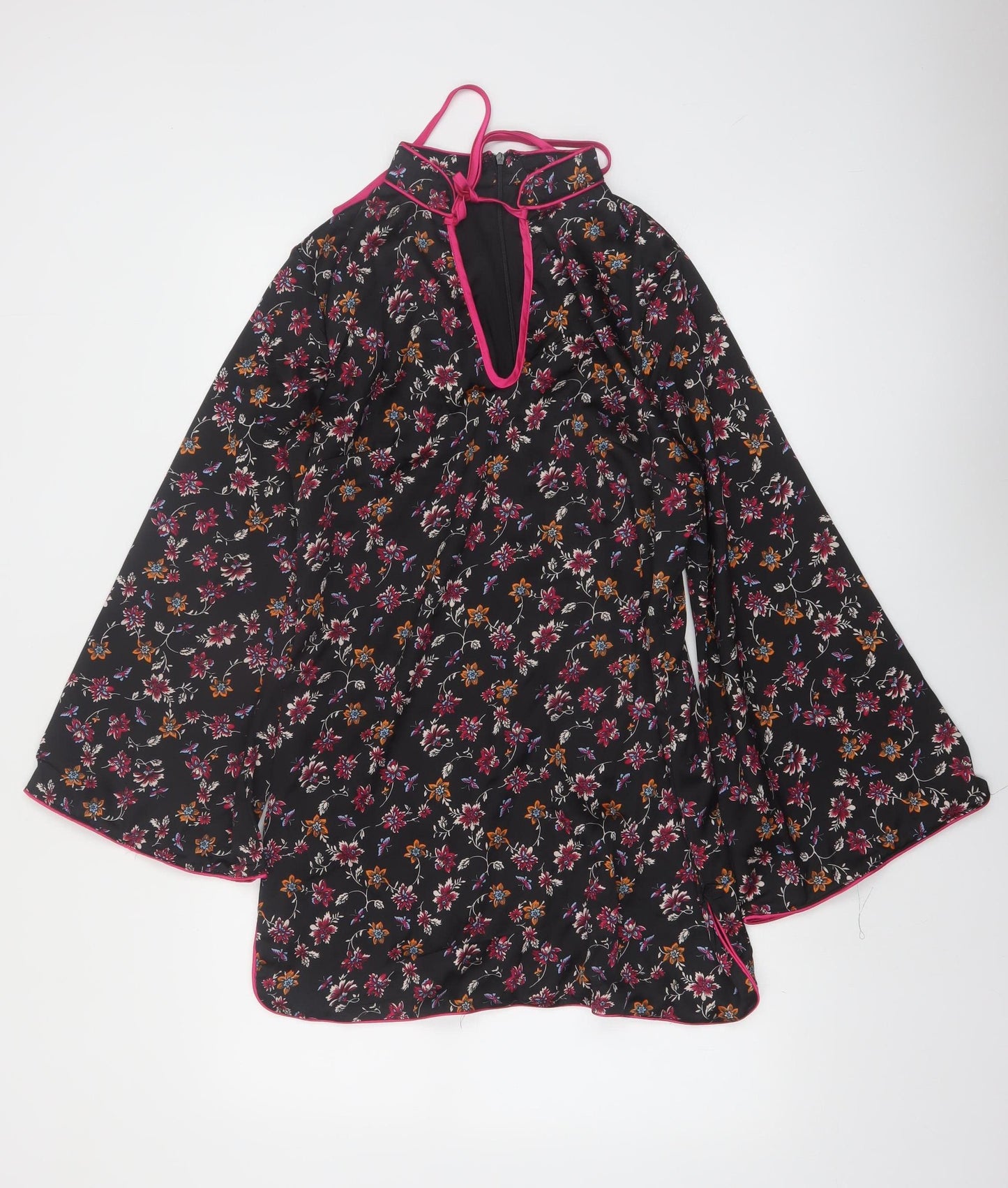 Glamorous Petite Women’s Black Floral Kimono Blouse Size 12