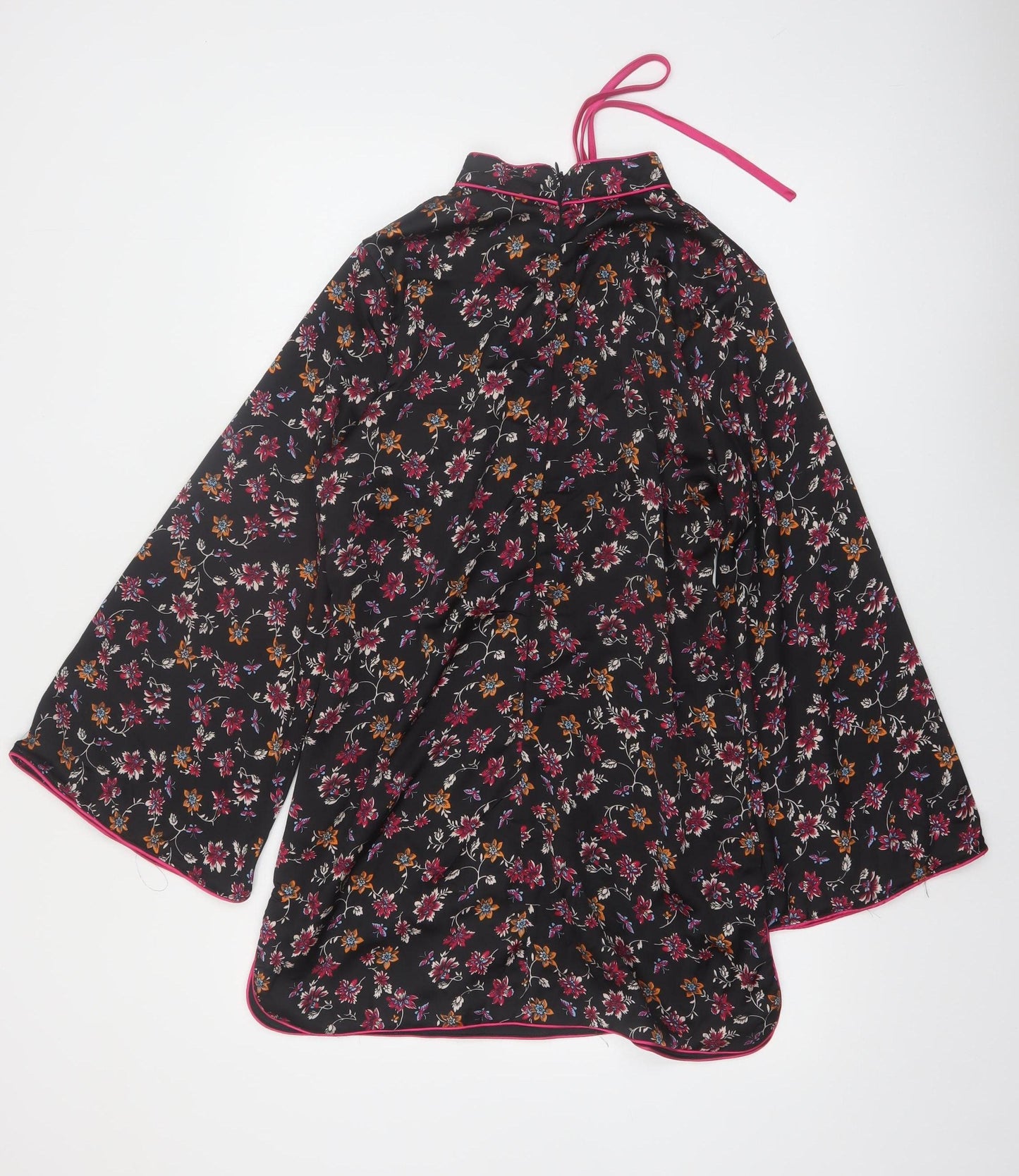 Glamorous Petite Women’s Black Floral Kimono Blouse Size 12