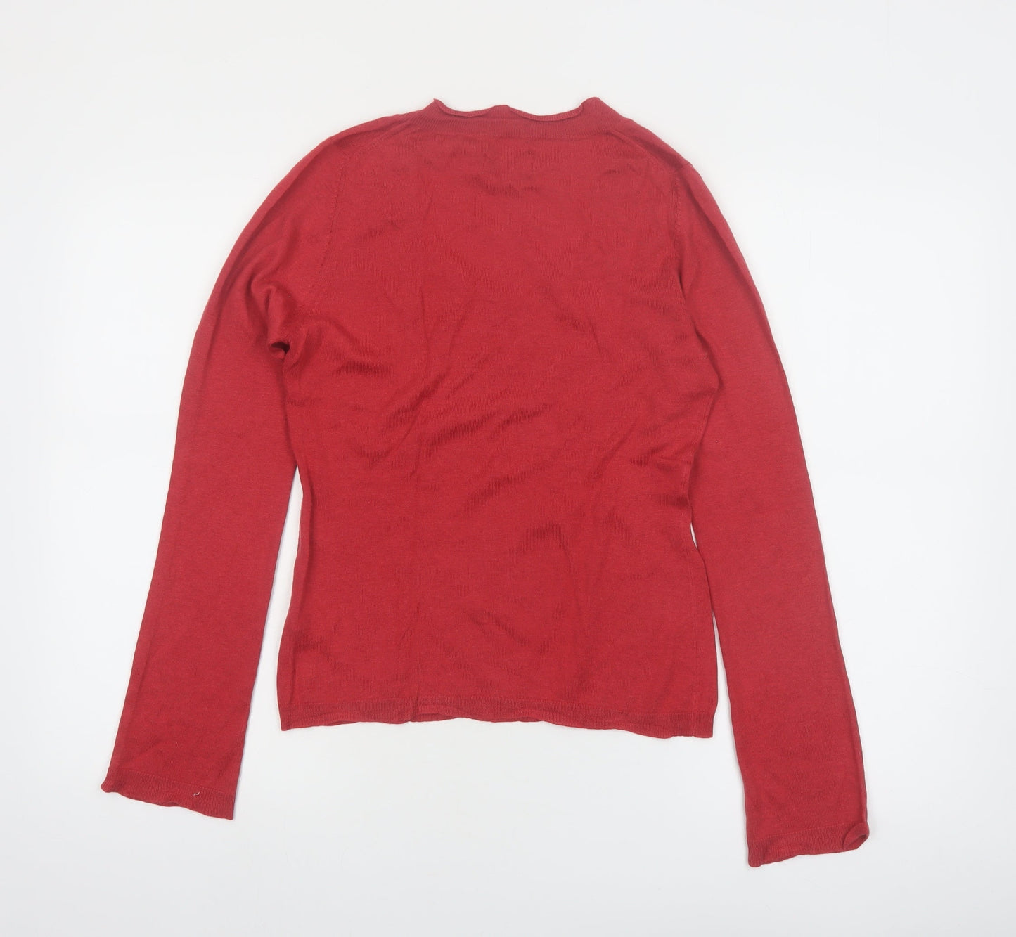 Jigsaw Womens Red Silk Blend Long Sleeve Scoop Neck Jumper M