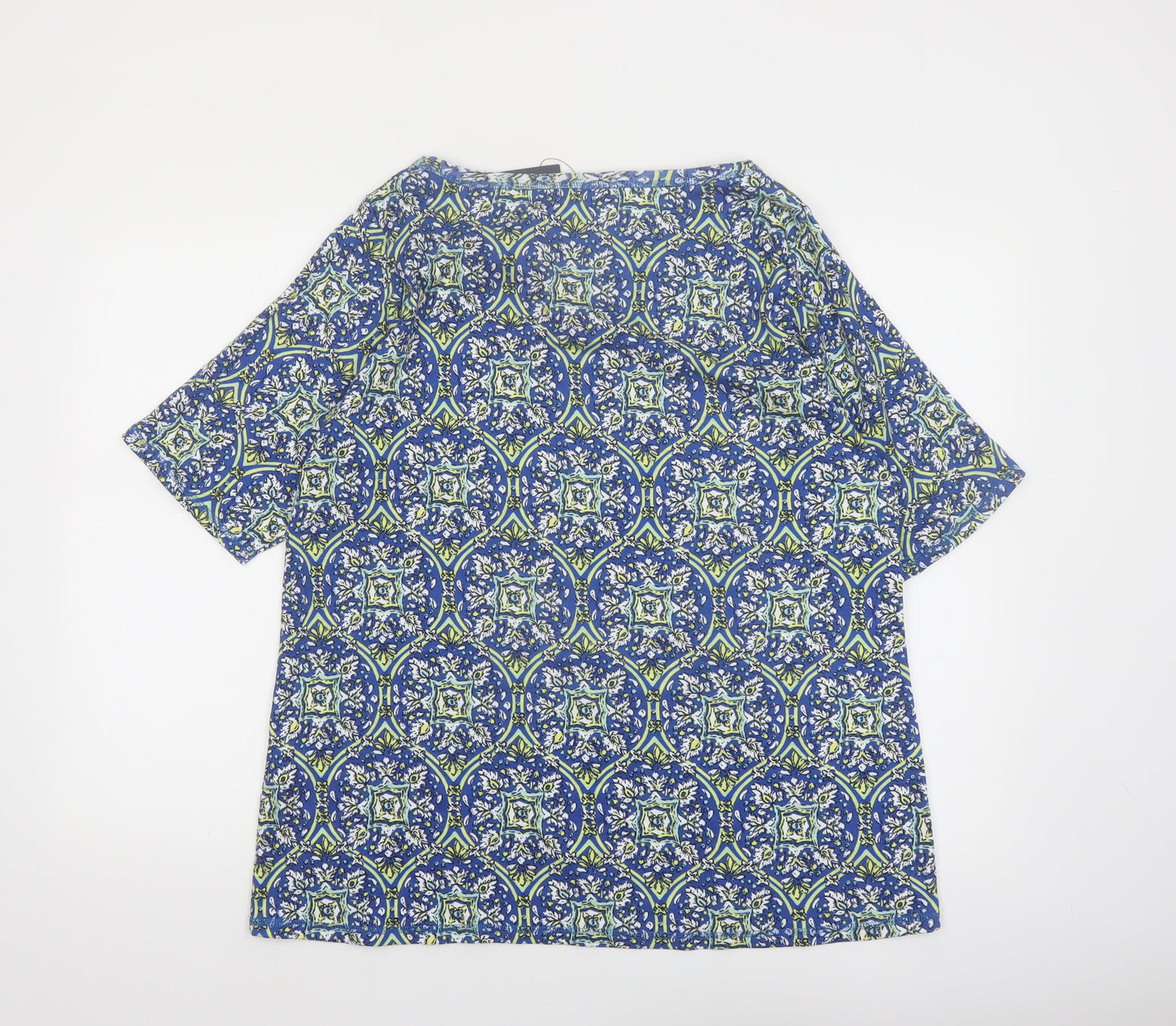 Marks and Spencer Women’s Blue Geometric Cotton T-Shirt Size 24