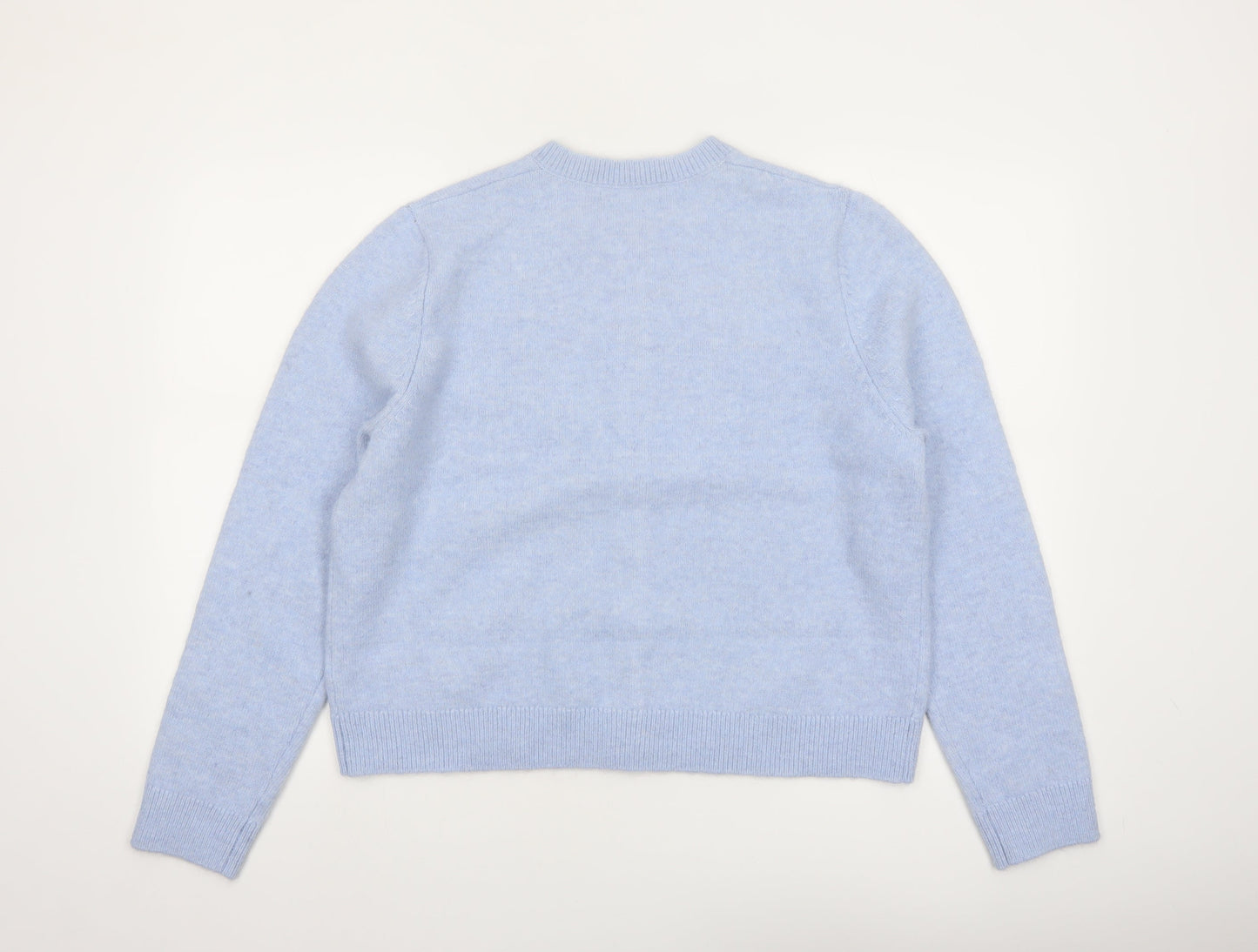 Marks and Spencer Women Blue Wool Blend Crew Neck Cardigan L