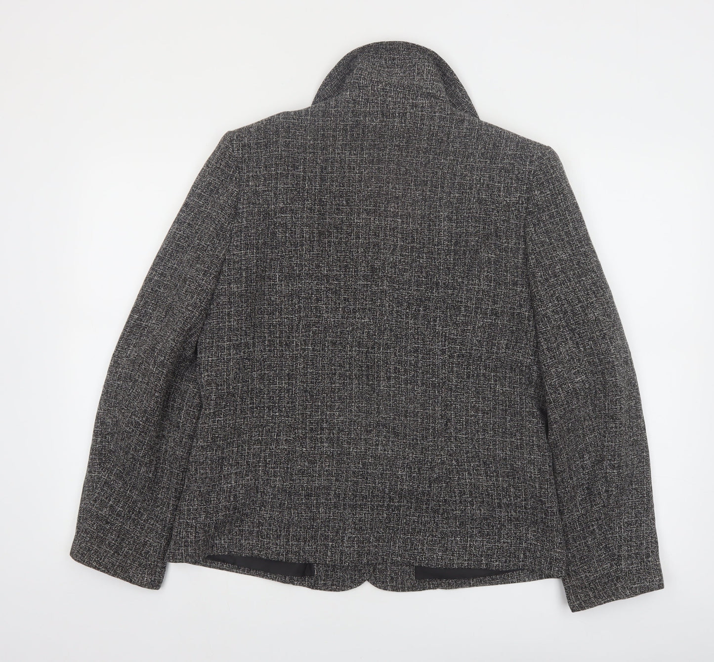 Style by EWM Women's Grey Tweed Blazer Size 12 Classic Work Jacket