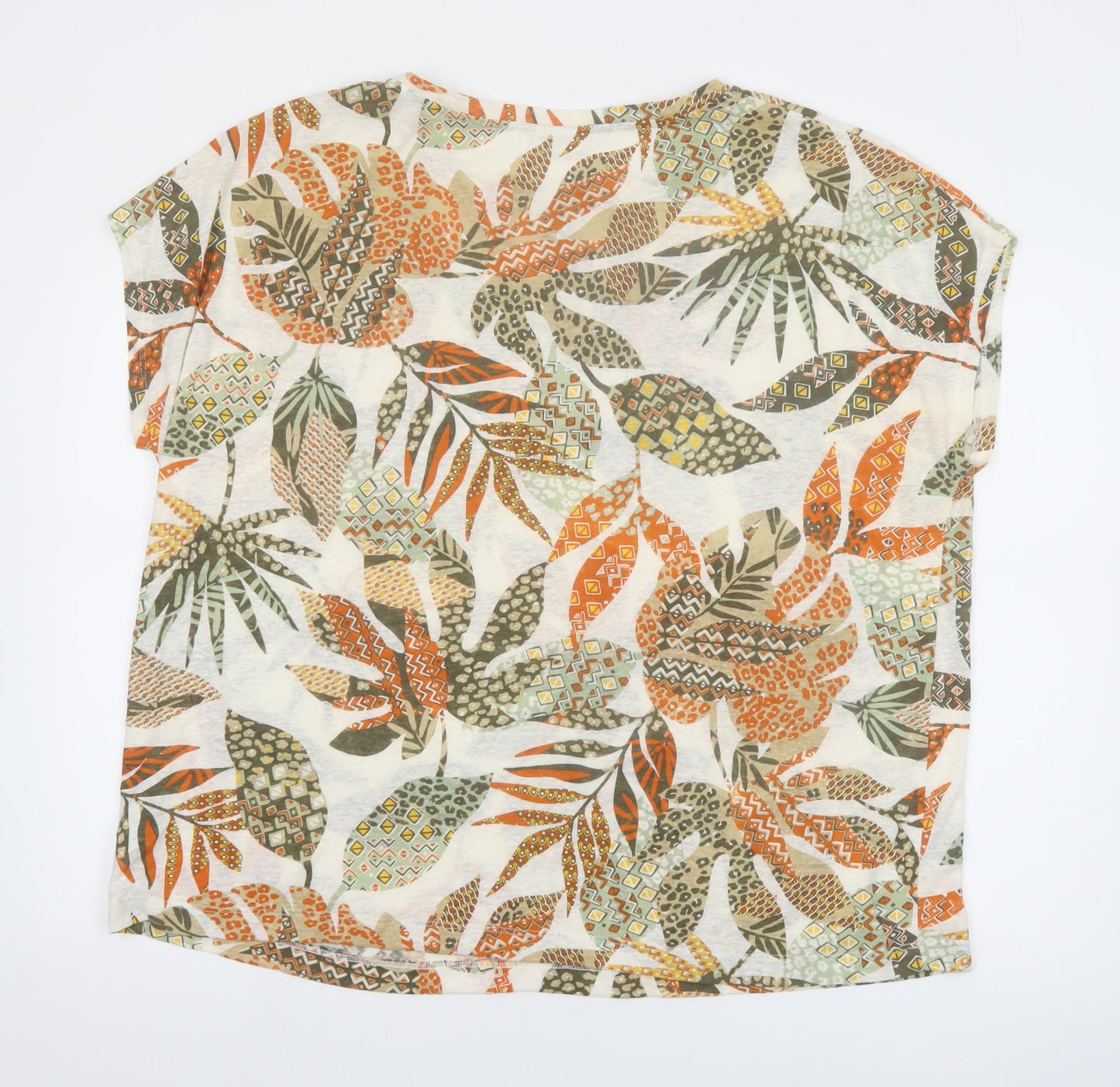 Damart Womens Multicoloured Floral Linen Blend Summer T-Shirt XL