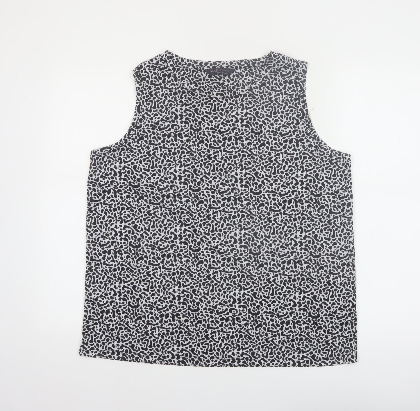 Marks and Spencer Women's Black Animal Print Sleeveless Tank Top Size 14