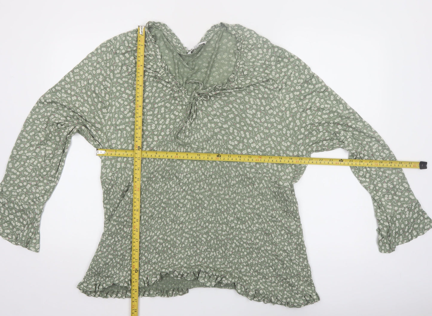 Next Womens Green Floral Viscose Tunic Blouse Size 24