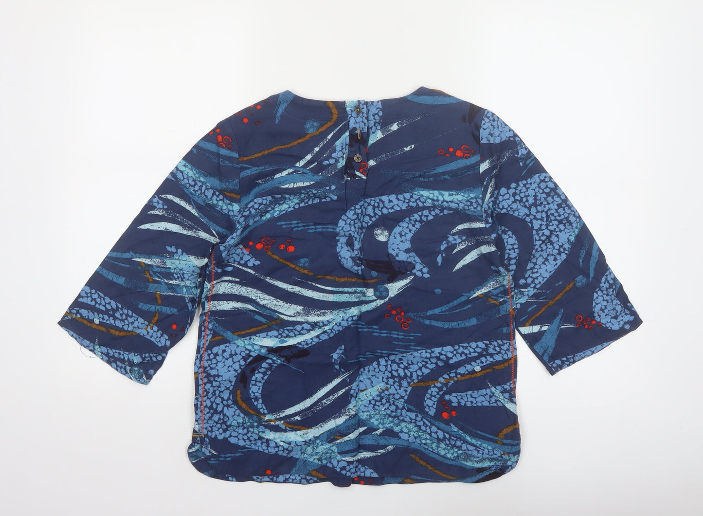 White Stuff Women’s Blue Art Print Tunic Blouse UK 8 3/4 Sleeve Rayon