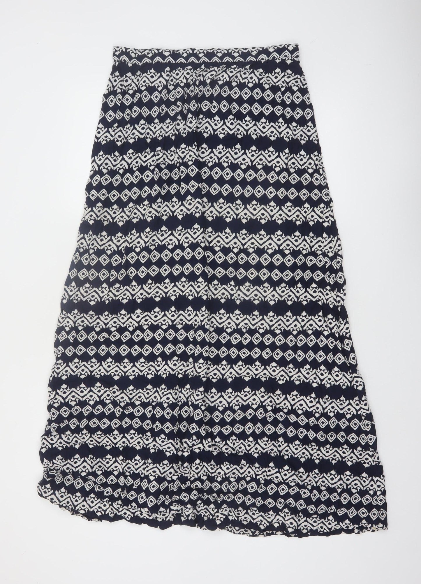Fat Face Womens Blue Geometric A-Line Viscose Skirt Size 12