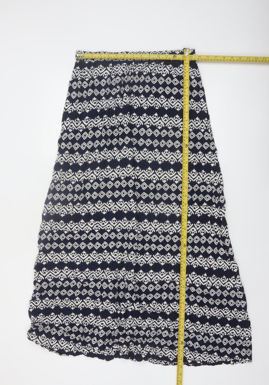 Fat Face Womens Blue Geometric A-Line Viscose Skirt Size 12
