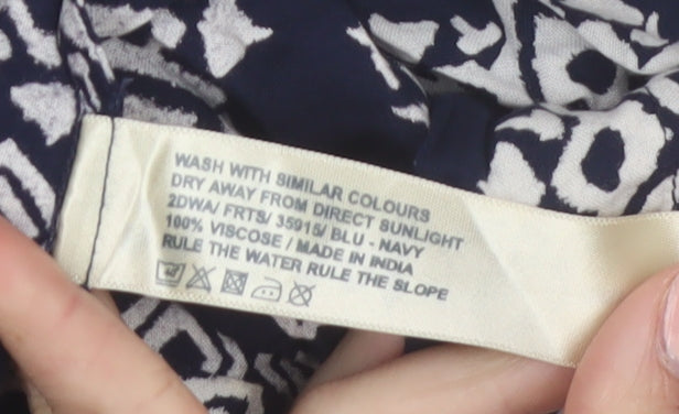 Fat Face Womens Blue Geometric A-Line Viscose Skirt Size 12
