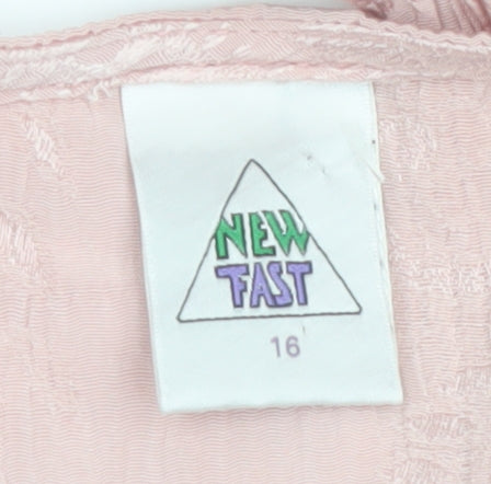 New Fast Women’s Pink Floral Tunic Blouse Size 16 Acetate Viscose