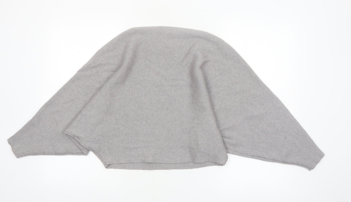 ZARA Women Grey Knit Boat Neck Relaxed Pullover Jumper L