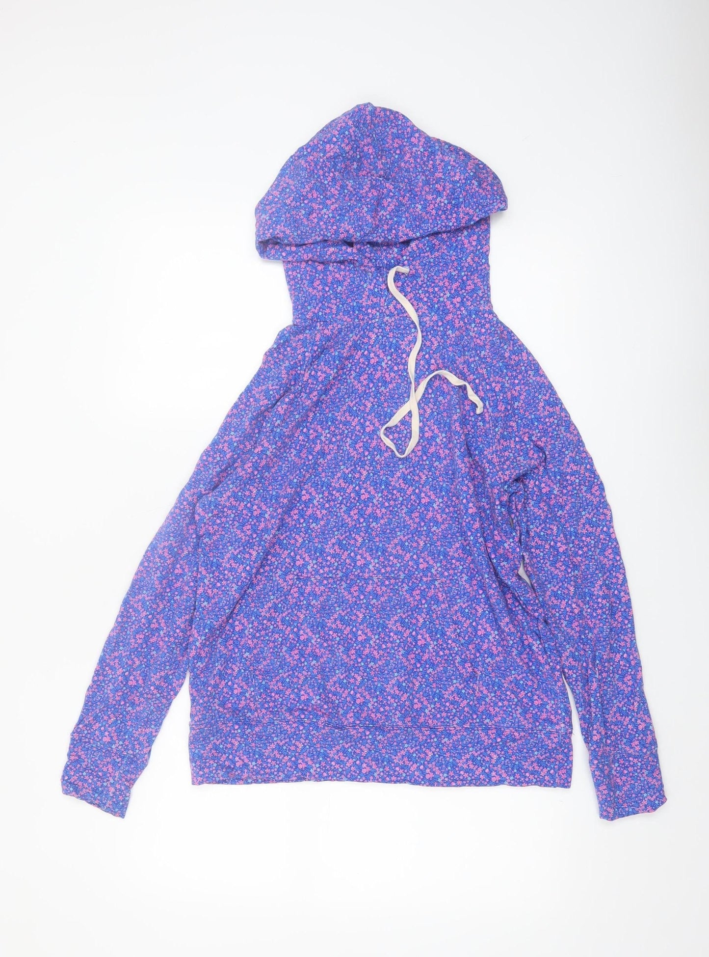 Stripe & Stare Womens Blue Floral Pullover Hoodie Medium Modal Blend