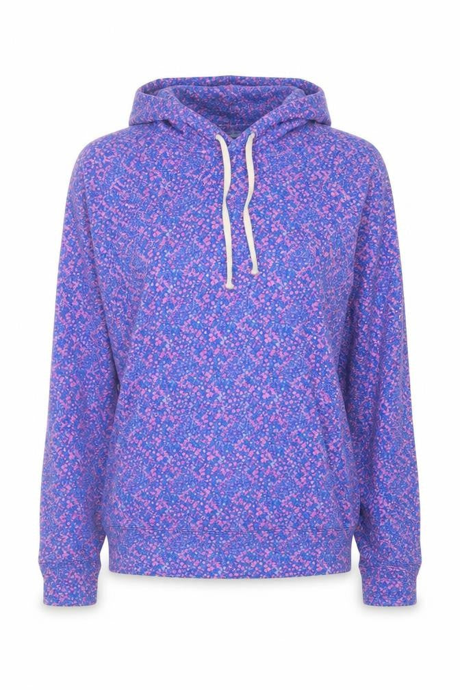 Stripe & Stare Womens Blue Floral Pullover Hoodie Medium Modal Blend