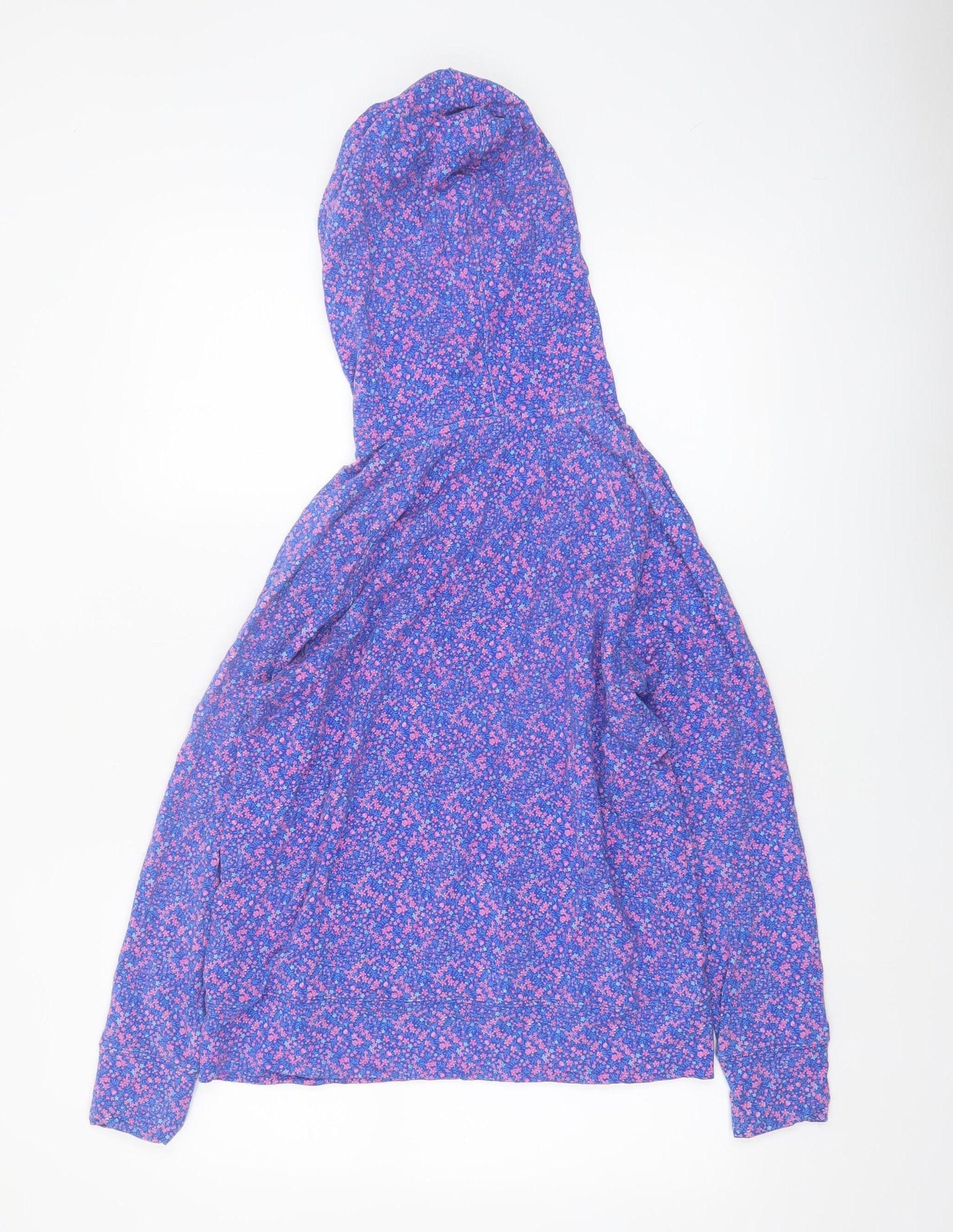 Stripe & Stare Womens Blue Floral Pullover Hoodie Medium Modal Blend