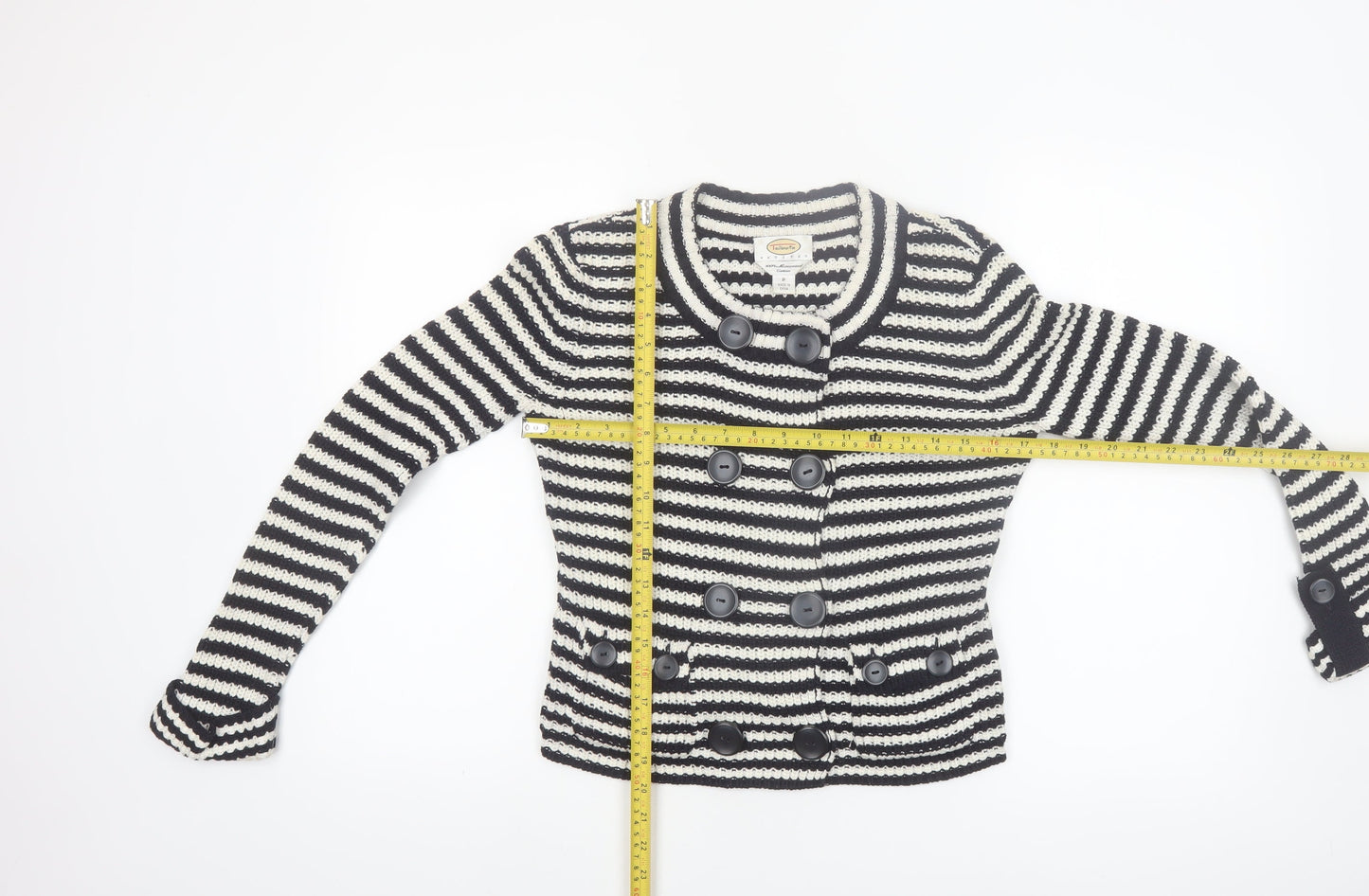 Talbots Women’s Black & White Petite Cardigan Cotton Knit Size S