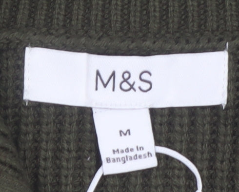 Marks and Spencer Women Green Full Zip Knit Jumper M