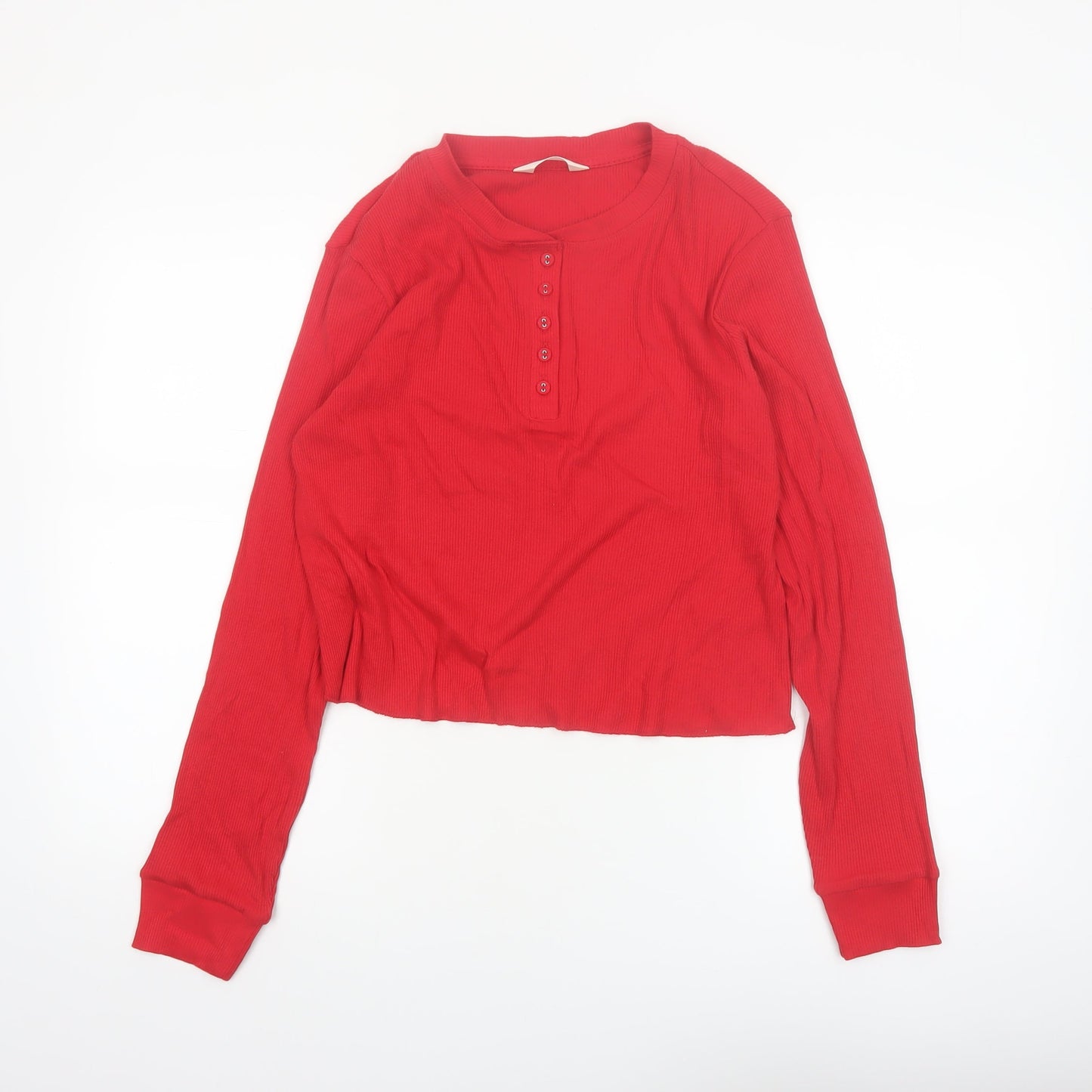Marks and Spencer Women Red Long Sleeve Henley Pyjama Top Size 18