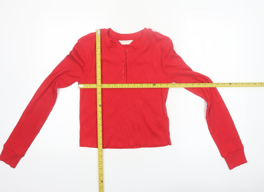 Marks and Spencer Womens Red Long Sleeve Henley Nightshirt Size 14
