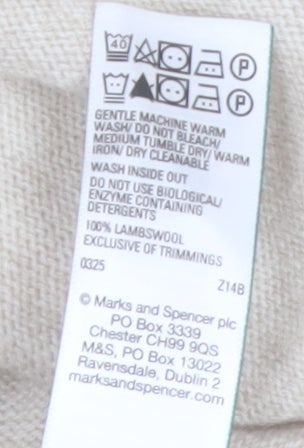Marks and Spencer Men’s Beige Lambswool 2XL Crew Neck Jumper