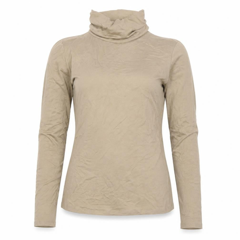 H&M Women Beige Roll Neck Long Sleeve Basic Jersey Top Size S
