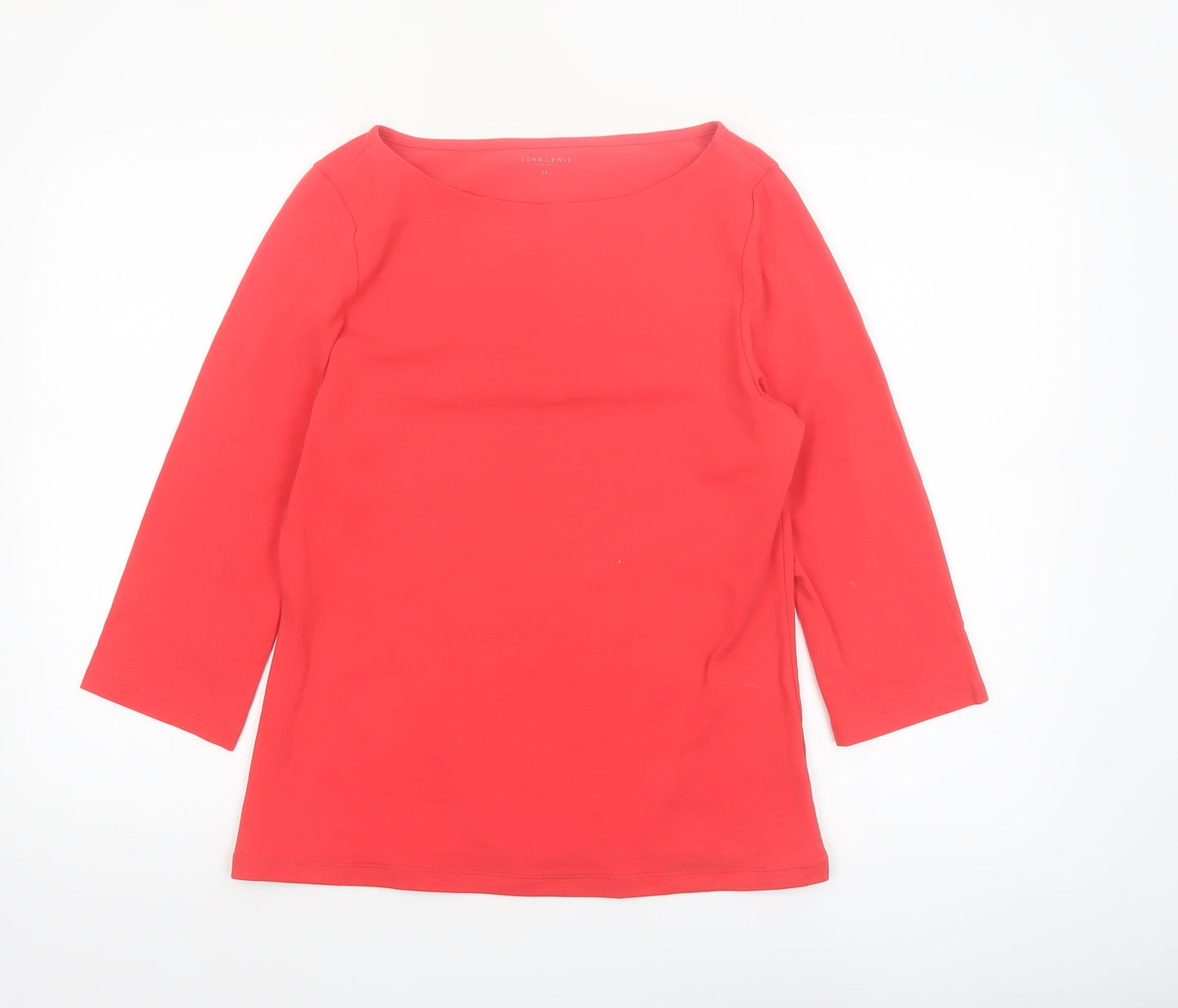 John Lewis Women Red 3/4 Sleeve Cotton Stretch Basic T-Shirt Size 14