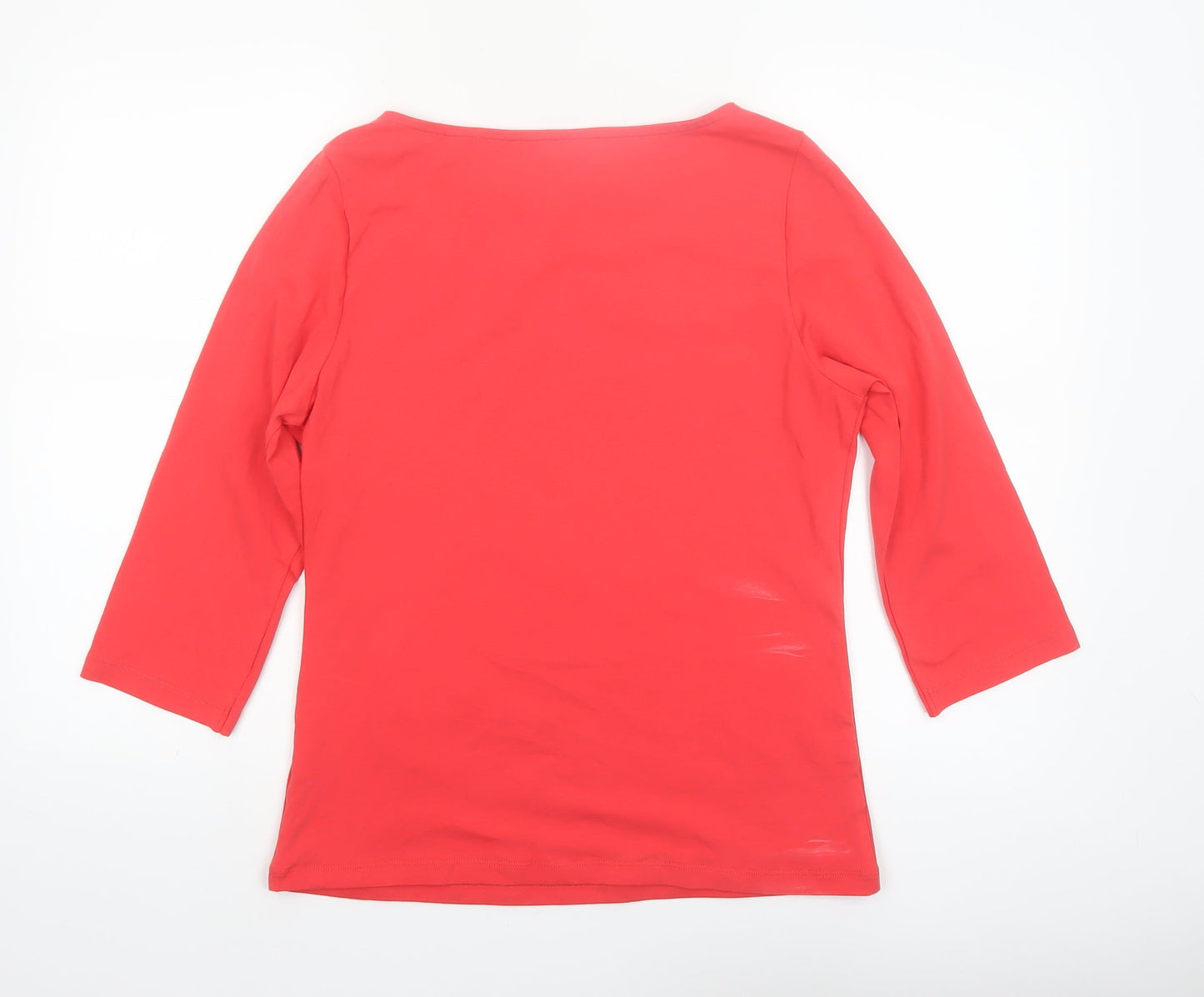 John Lewis Women Red 3/4 Sleeve Cotton Stretch Basic T-Shirt Size 14