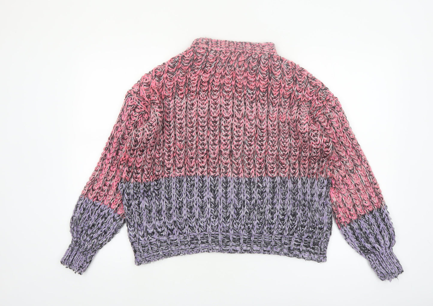 ASOS DESIGN Women's Multicoloured Chunky-Knit High Neck Jumper Size 10