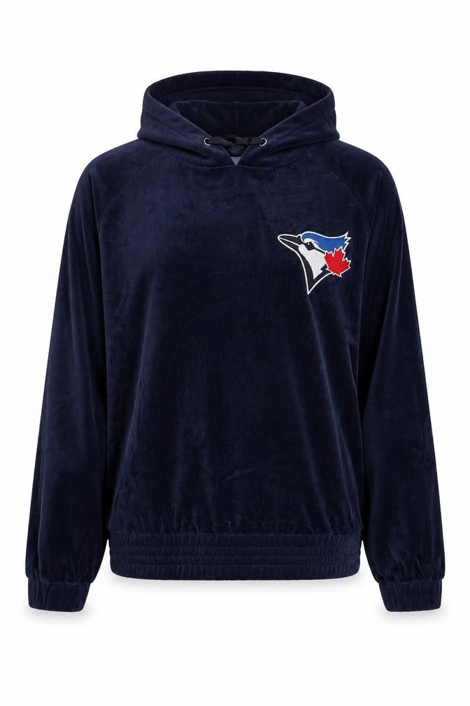 Touch by Alyssa Milano Navy Blue Velour Pullover Hoodie Women M
