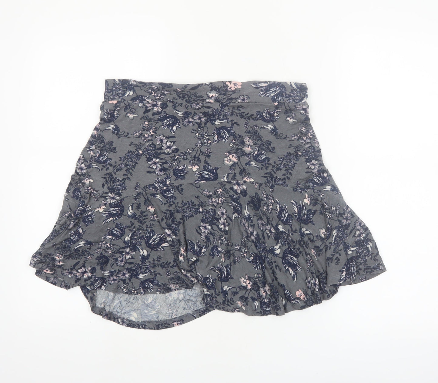 Next Women’s Grey Floral Flare Skirt Size 12 Viscose Stretch