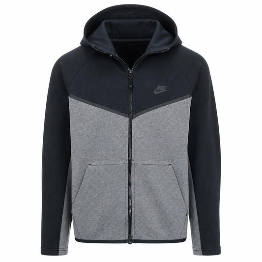 Nike Men’s Grey Full Zip Hoodie M Regular Fit Sportswear