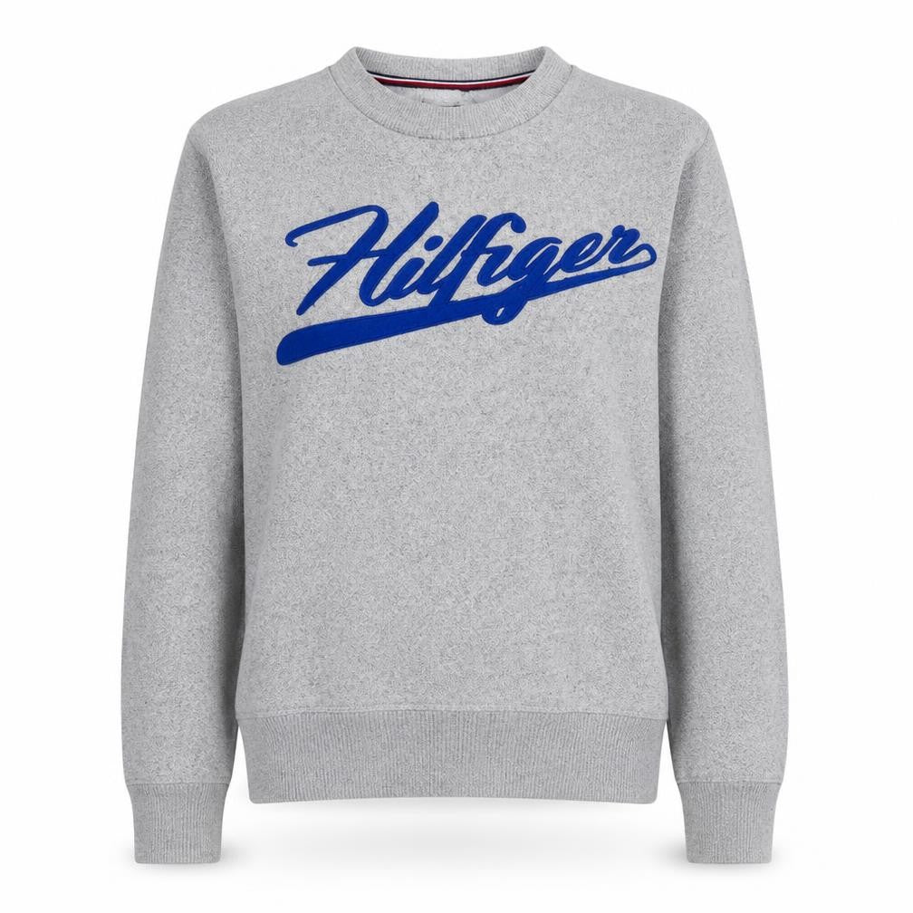 Tommy Hilfiger Women Grey Logo Crew Neck Pullover Sweatshirt Size M