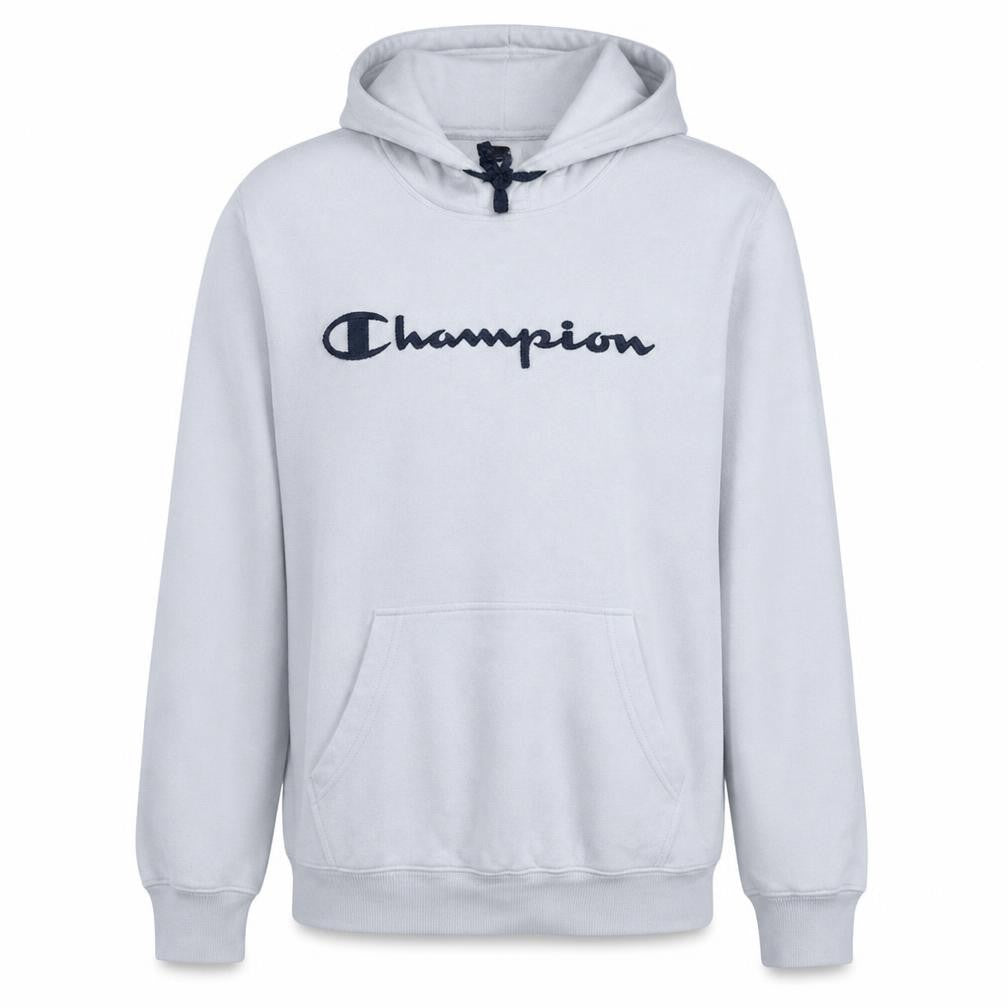 Champion Men's Light Grey Pullover Hoodie Medium Cotton Blend