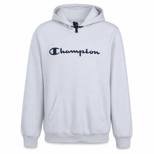 Champion Men's Light Grey Pullover Hoodie Medium Cotton Blend
