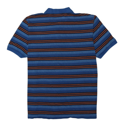 Chaps Men's Blue Striped Cotton Polo Shirt XL Short Sleeve
