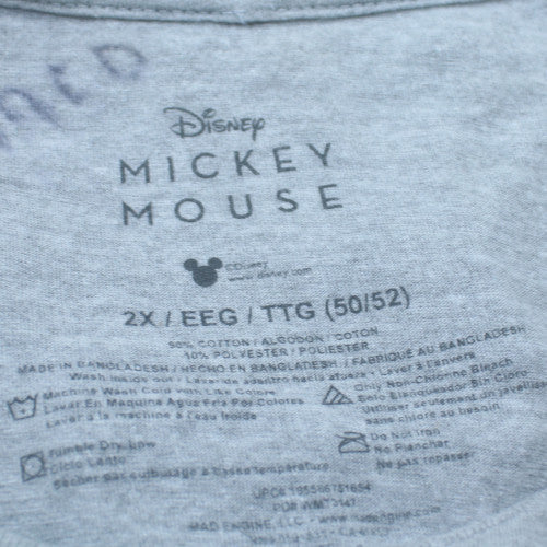Disney Mickey Mouse Grey Crew Neck Men's 2XL Graphic T-Shirt
