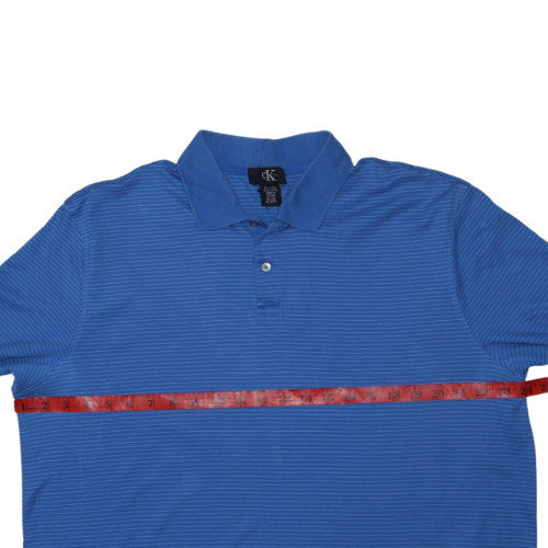 Calvin Klein Men's Blue Striped Cotton Polo Shirt XL Regular Fit