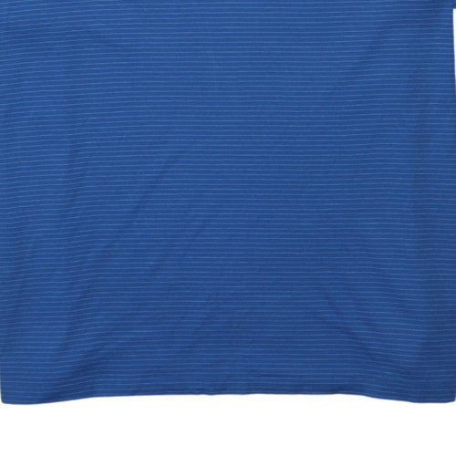 Calvin Klein Men's Blue Striped Cotton Polo Shirt XL Regular Fit