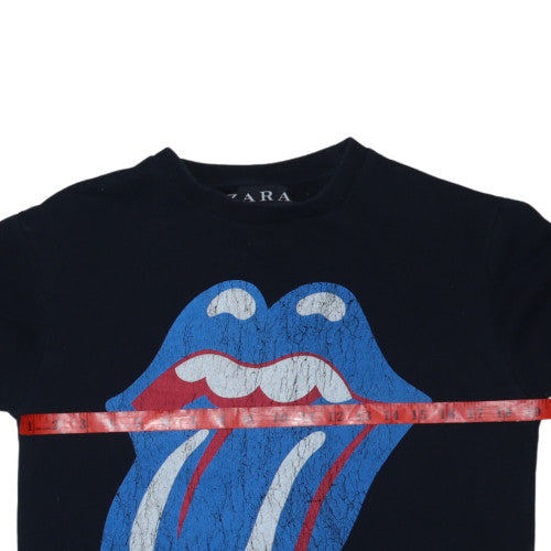 Zara Women Black The Rolling Stones Graphic Pullover Sweatshirt Size M