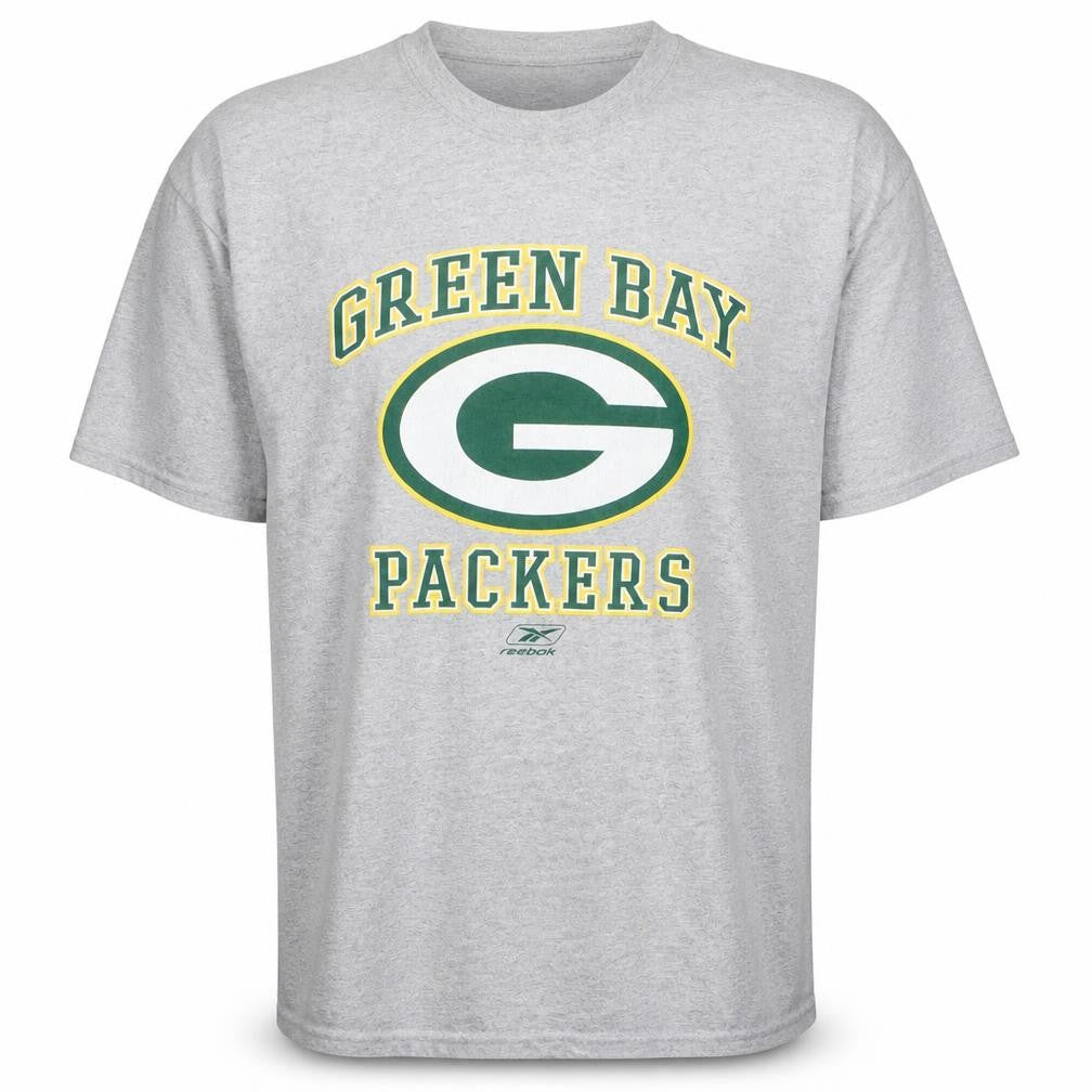 Reebok Mens Grey Green Bay Packers Graphic T-Shirt XL