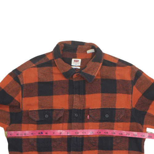 Levi's Men's Orange Black Check Flannel Relaxed Fit Shirt M