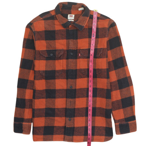 Levi's Men's Orange Black Check Flannel Relaxed Fit Shirt M