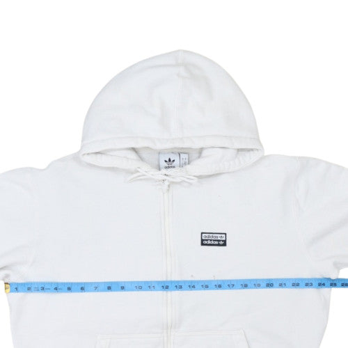 Adidas Men White Full Zip Hoodie Size M Sports Fleece Sweatshirt