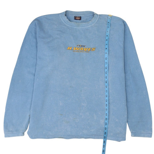 H. Waves Men's Blue Crew Neck Surf Graphic Sweatshirt L