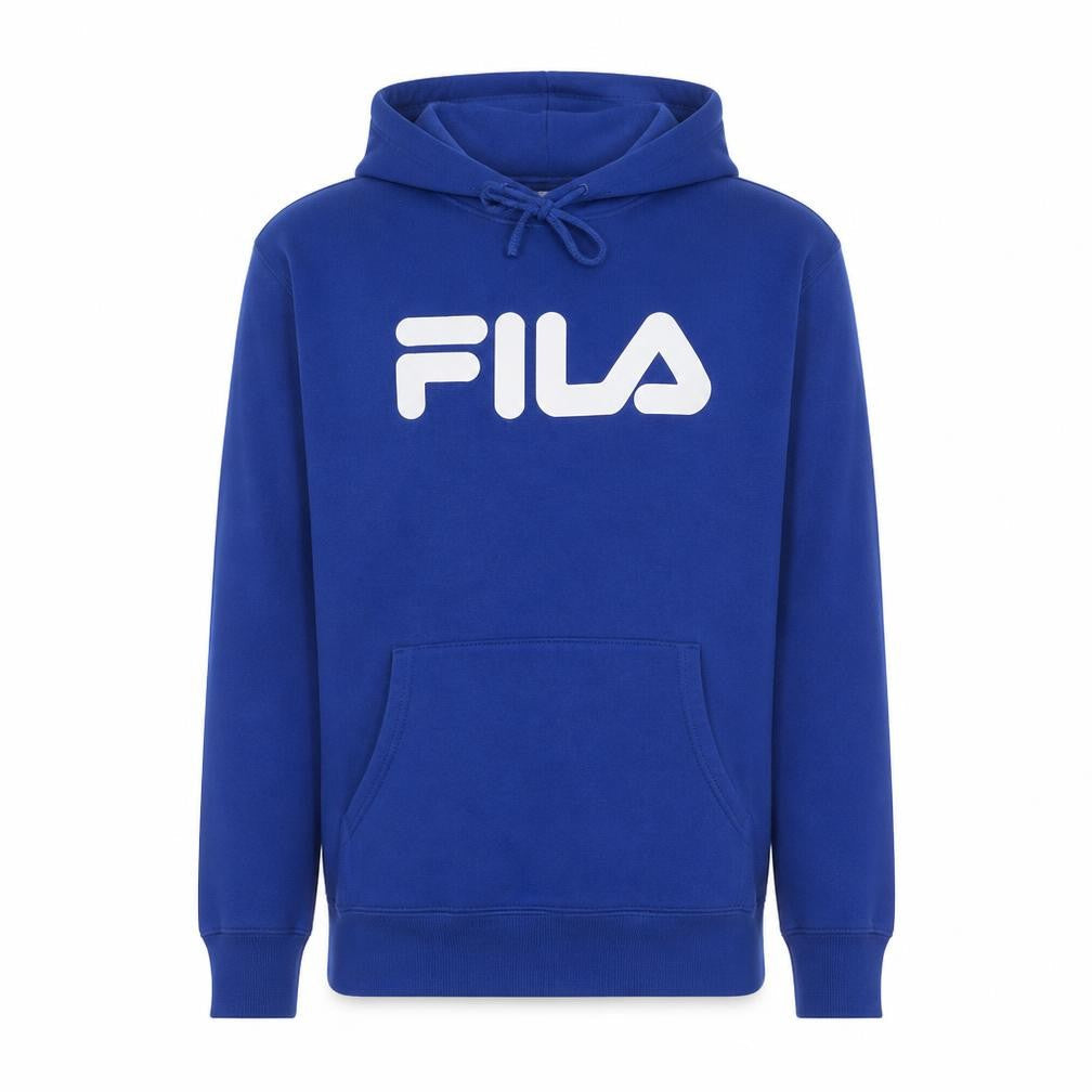 FILA Men's Blue XL Pullover Hoodie with Logo and Kangaroo Pocket