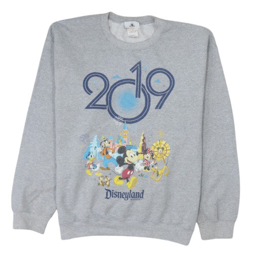 Disney Parks Grey Disneyland 2019 Sweatshirt Women L Pullover Crew Neck