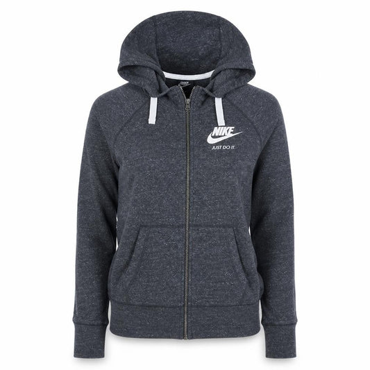 Nike Women's Dark Grey Full Zip Hoodie Medium Just Do It Logo