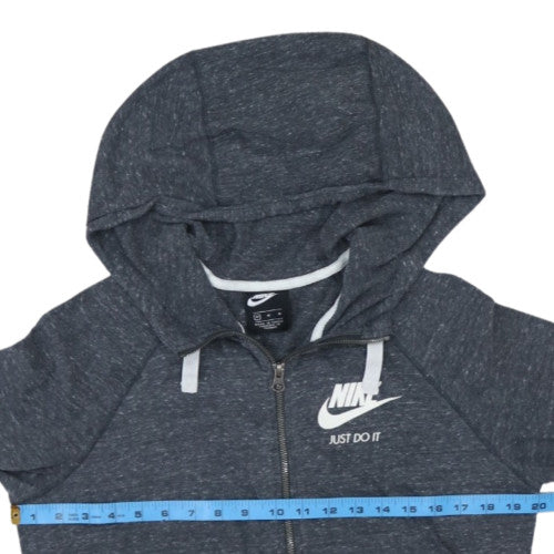 Nike Women's Dark Grey Full Zip Hoodie Medium Just Do It Logo