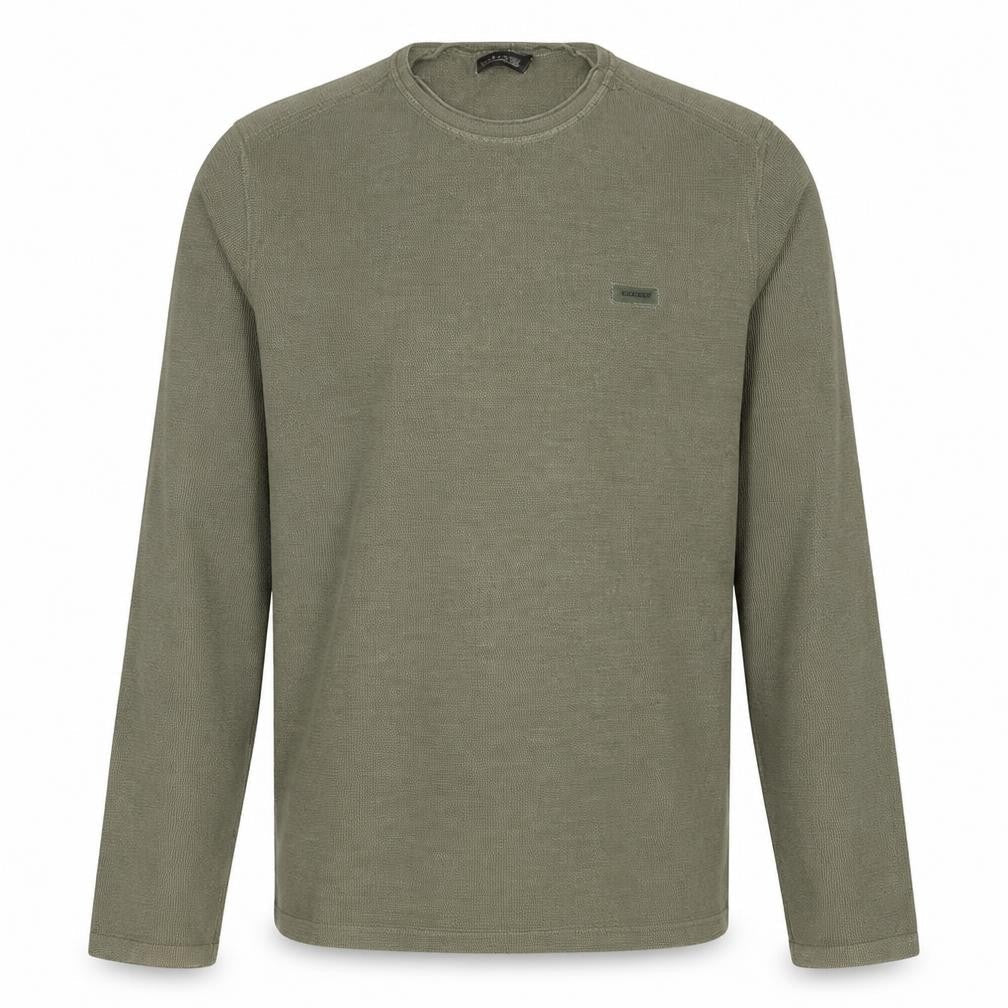 Napapijri Men's Green Cotton Waffle-Knit Pullover Jumper L